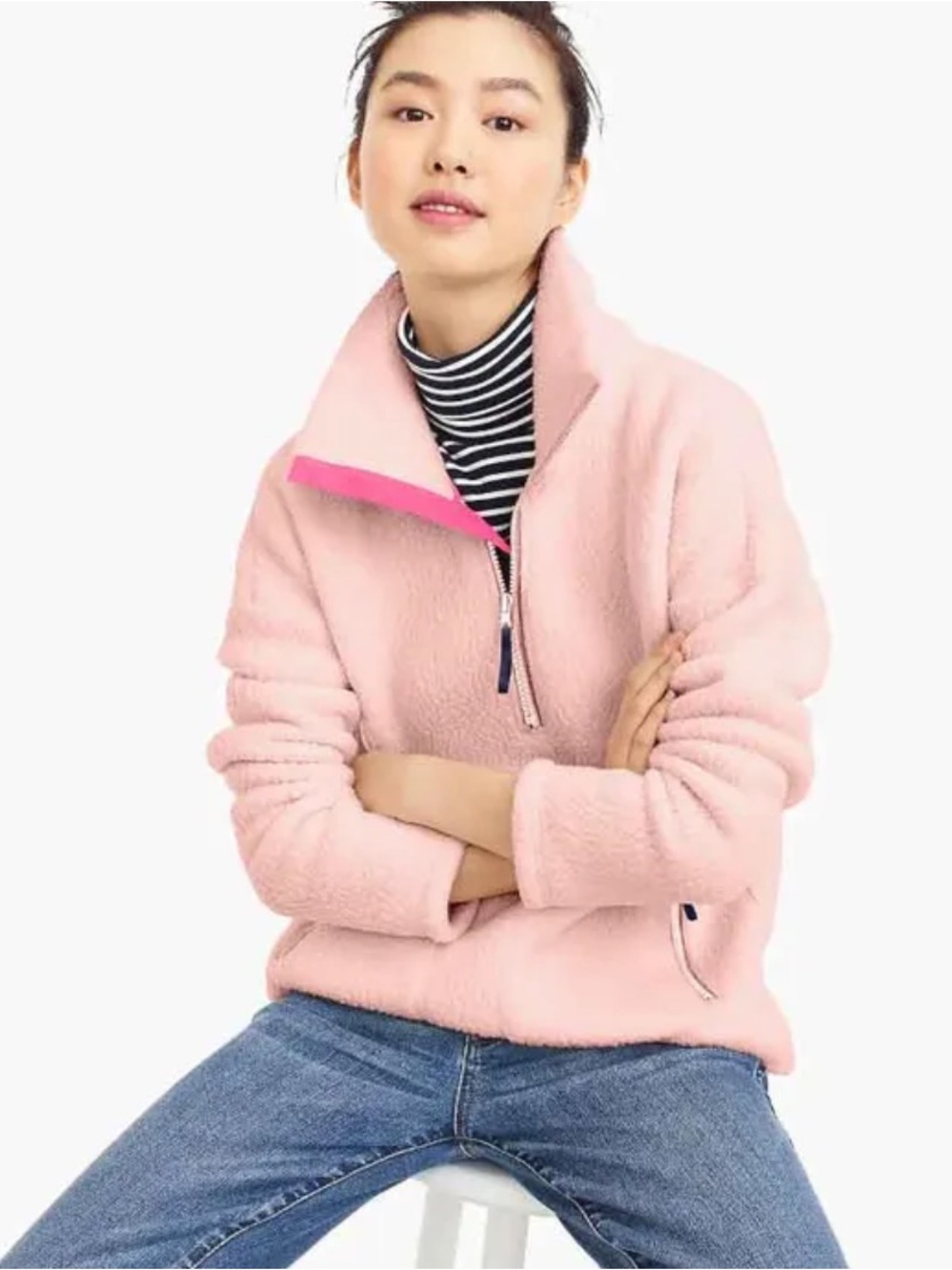 J.Crew Polartec Fleece Half-Zip Pullover Jacket pink Size S